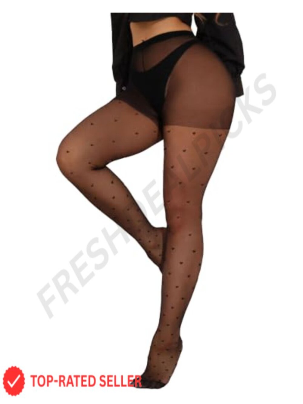 Sheer Tights 15D Control Top Reinforced Toe Polka Dot Hearts Patterned